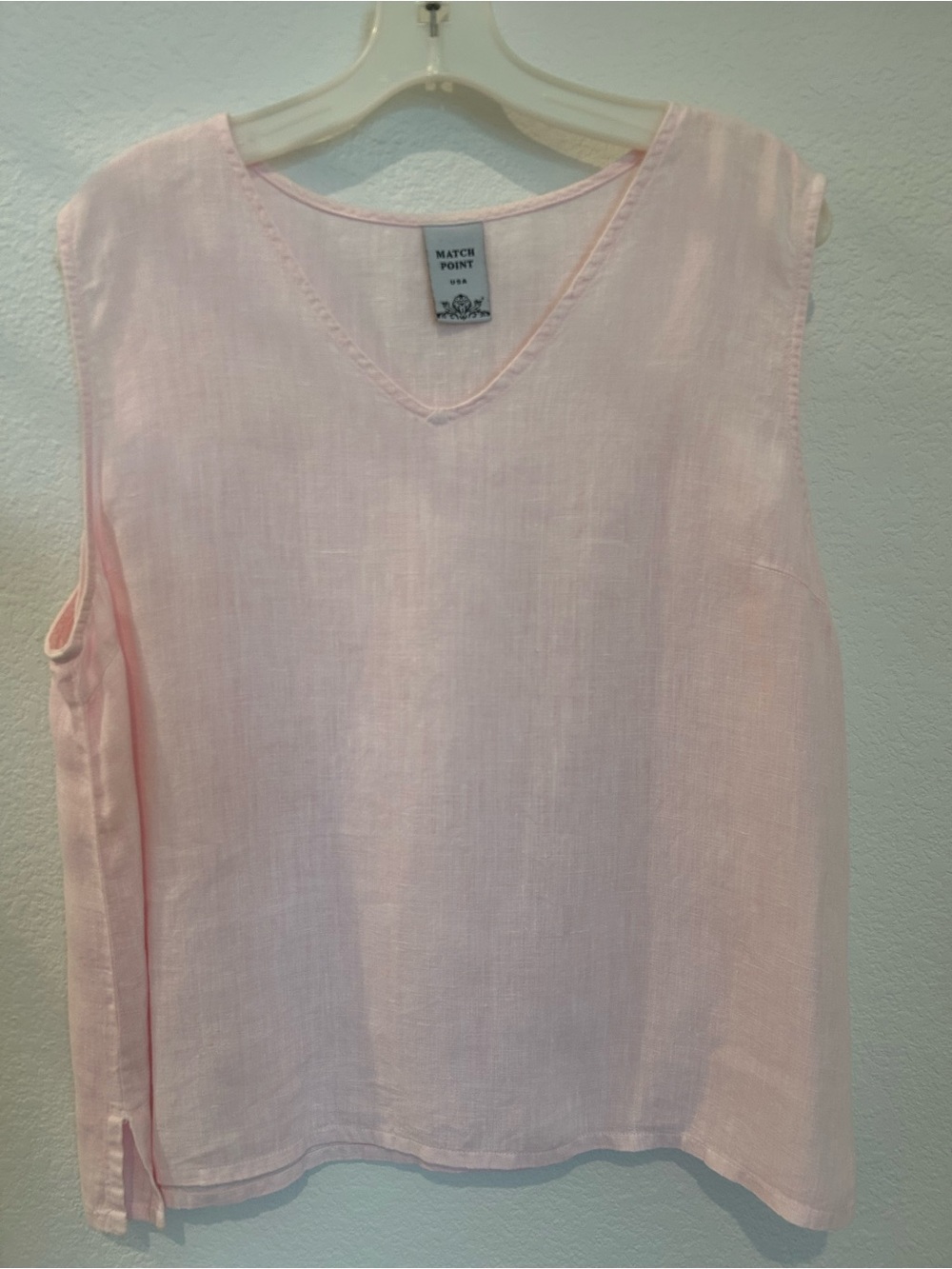 Match Point Linen Shell
Baby Pink
Size Medium